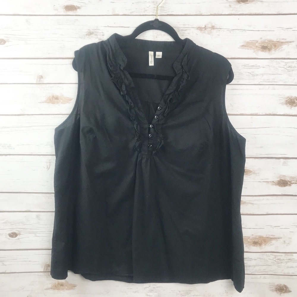 St Johns Bay Black Ruffle Tank 1X